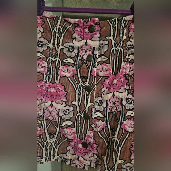 TOPSHOP Rose Print Corduroy A-Line Skirt. Size US 4 - Picture 9 of 14